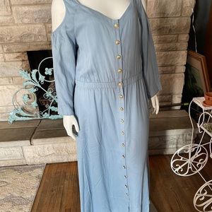 Large Soft Surroundings Blue Cold Shoulder Dress